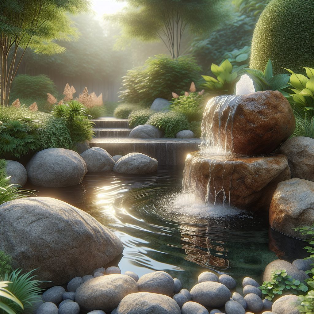 Natural stone water feature fountain